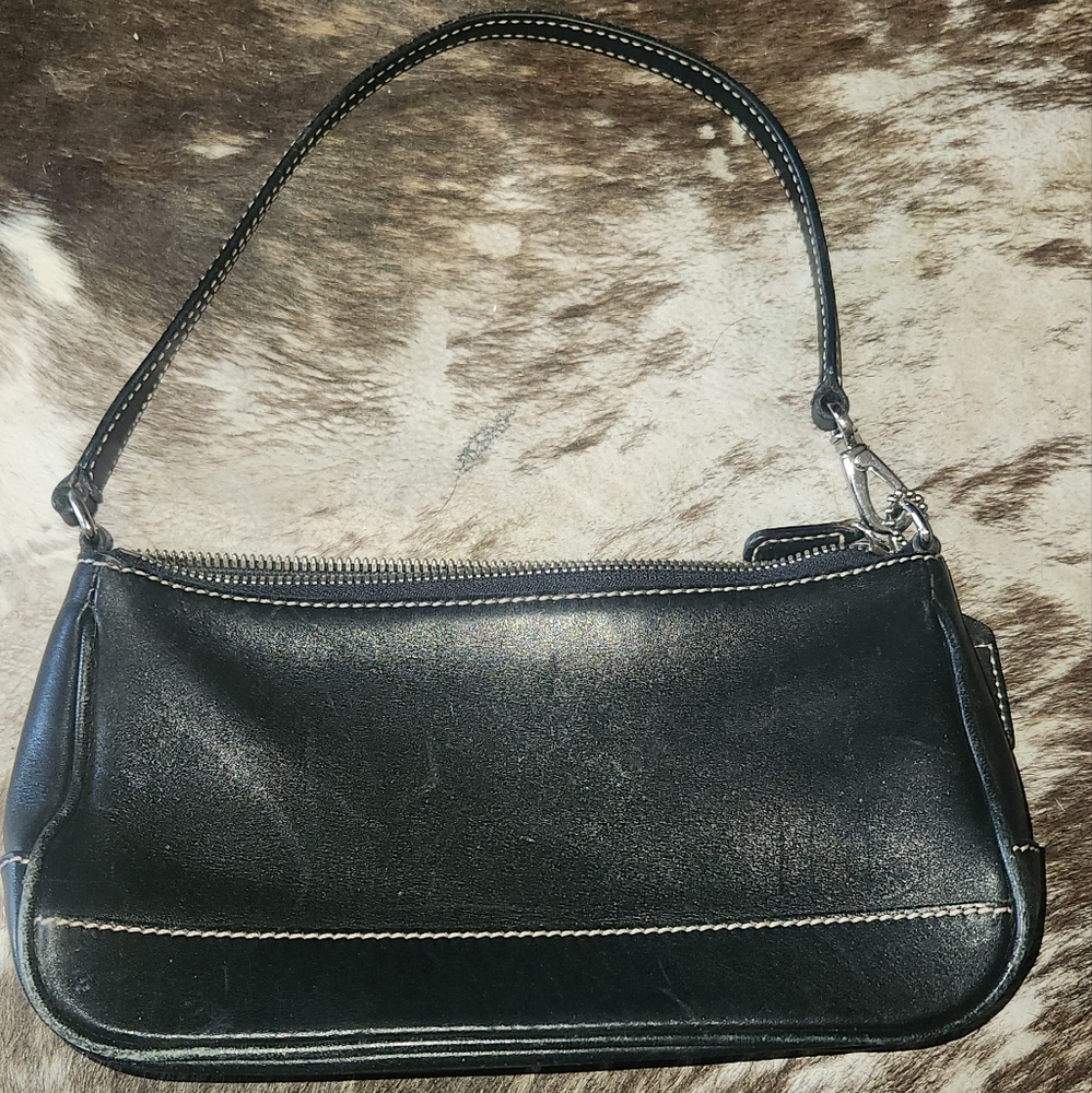 Coach Black Leather Wristley/Clutch.